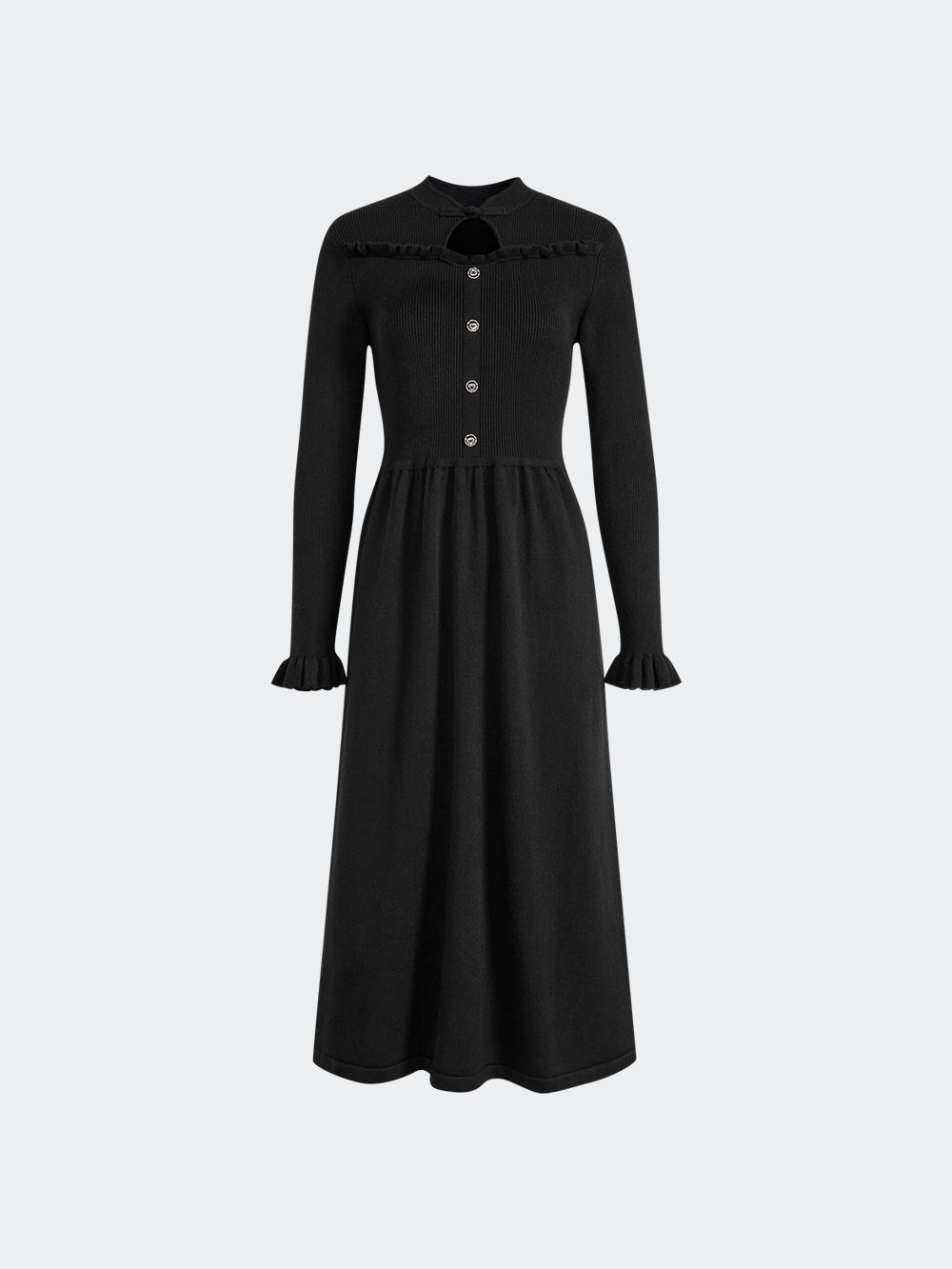 直営品【KUOSE】韓国 ベーシックカラーのリボンニットドレス ベーシック 半袖ニットワンピース｜JENNE(ジェンヌ)公式通販