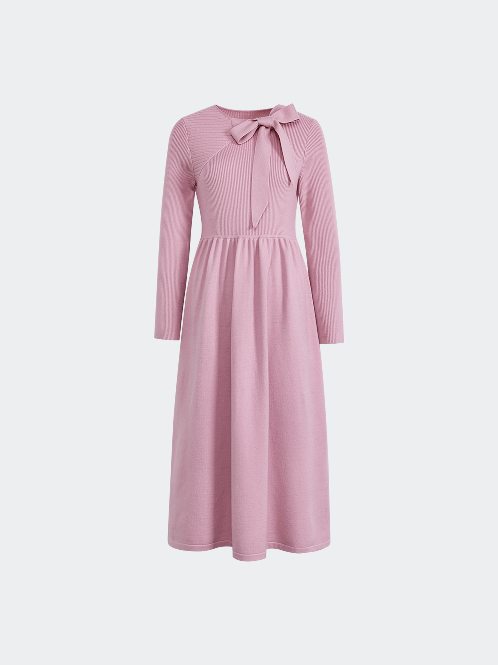 Ribbon Tie Neck Knit Dress – KUOSE.com