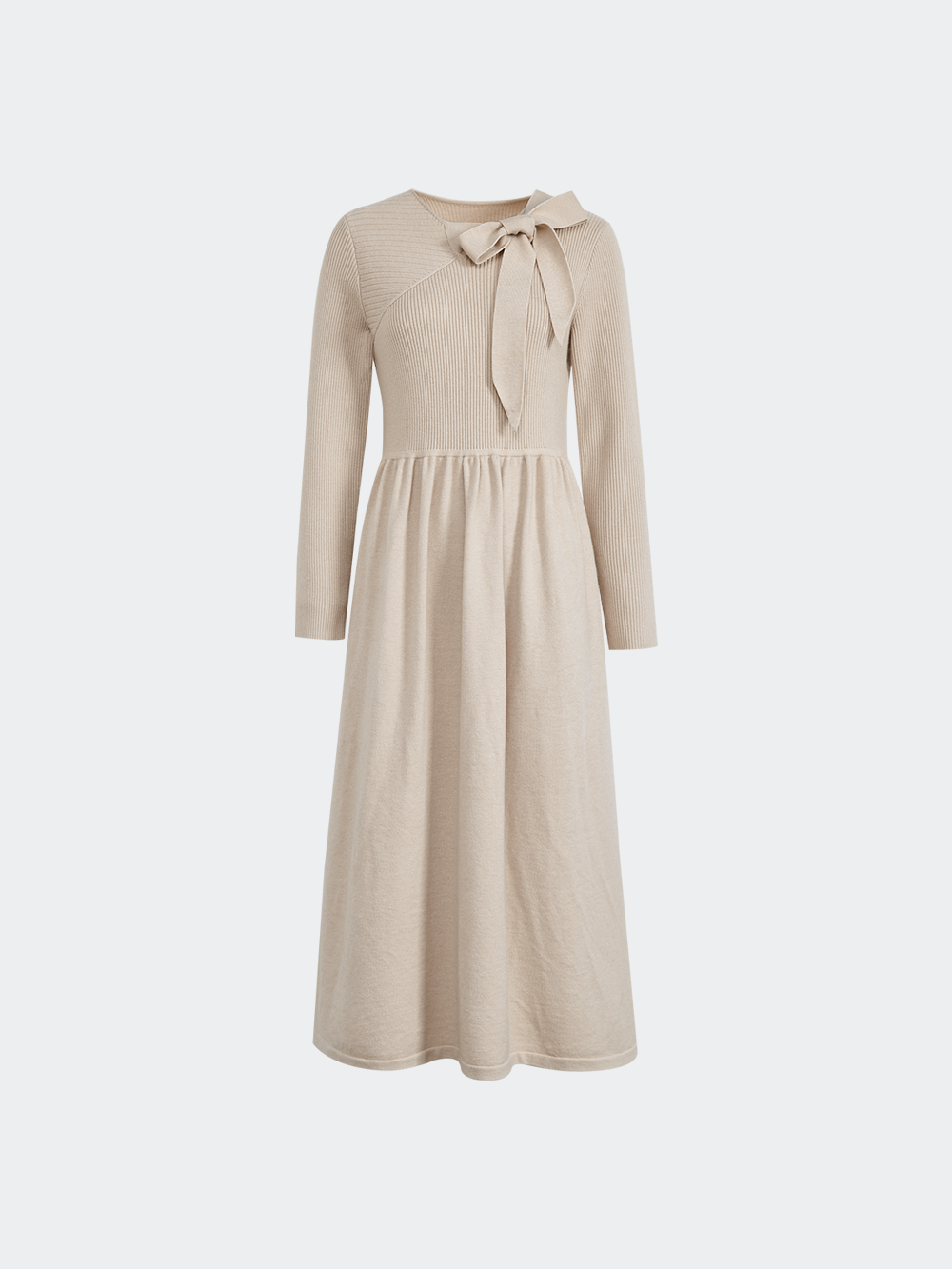 Ribbon Tie Neck Knit Dress – KUOSE.com