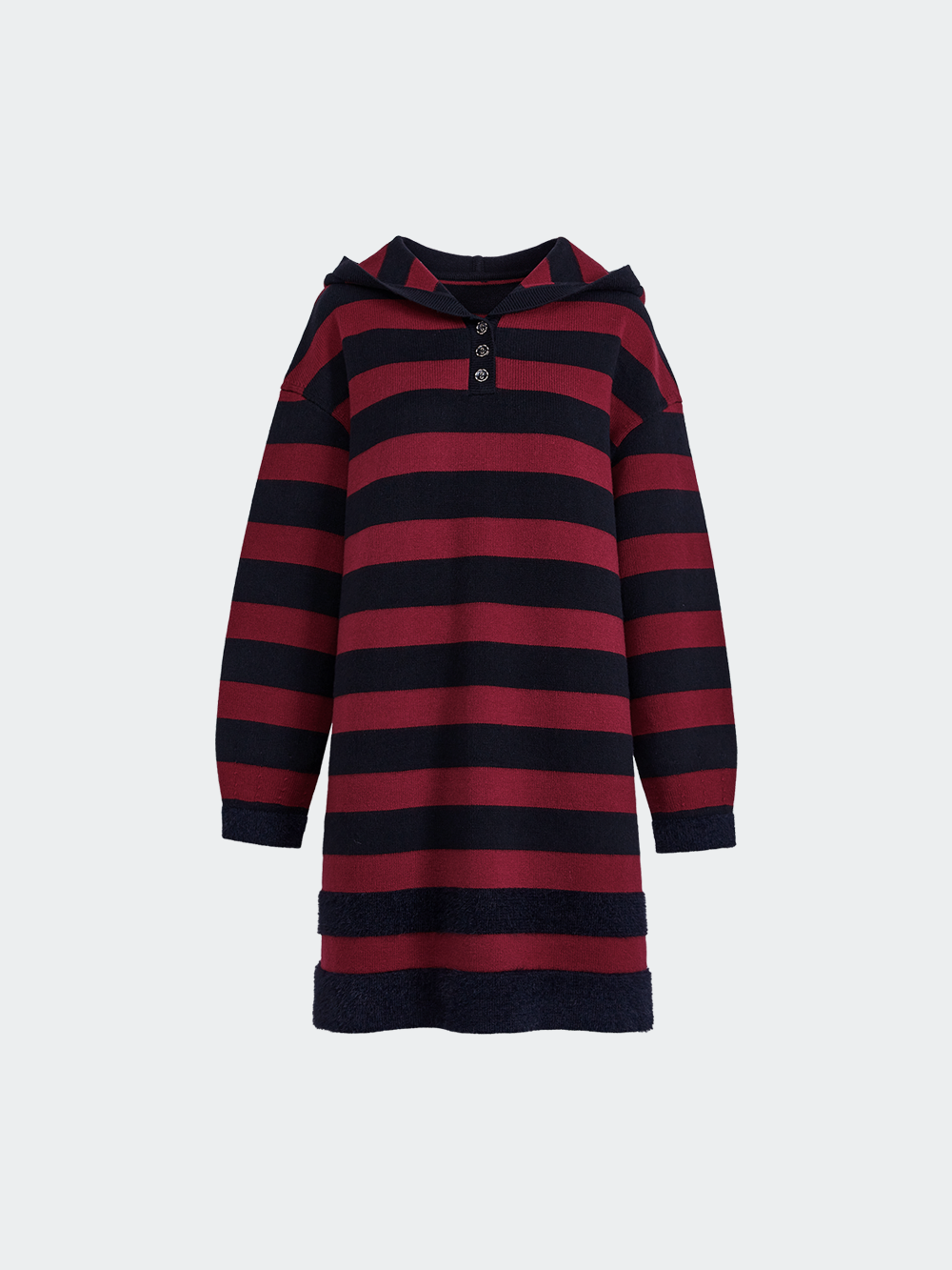hooded collar long sleeve striped dress BEAUX COVER-UP DRESS