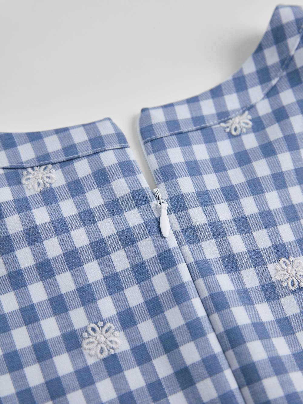 Floral Blue Gingham Dress