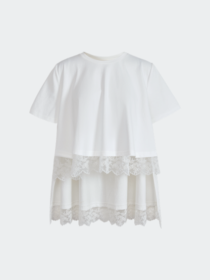 Lace Hem T-shirt – KUOSE.com Lace Hem T-shirt – KUOSE.com