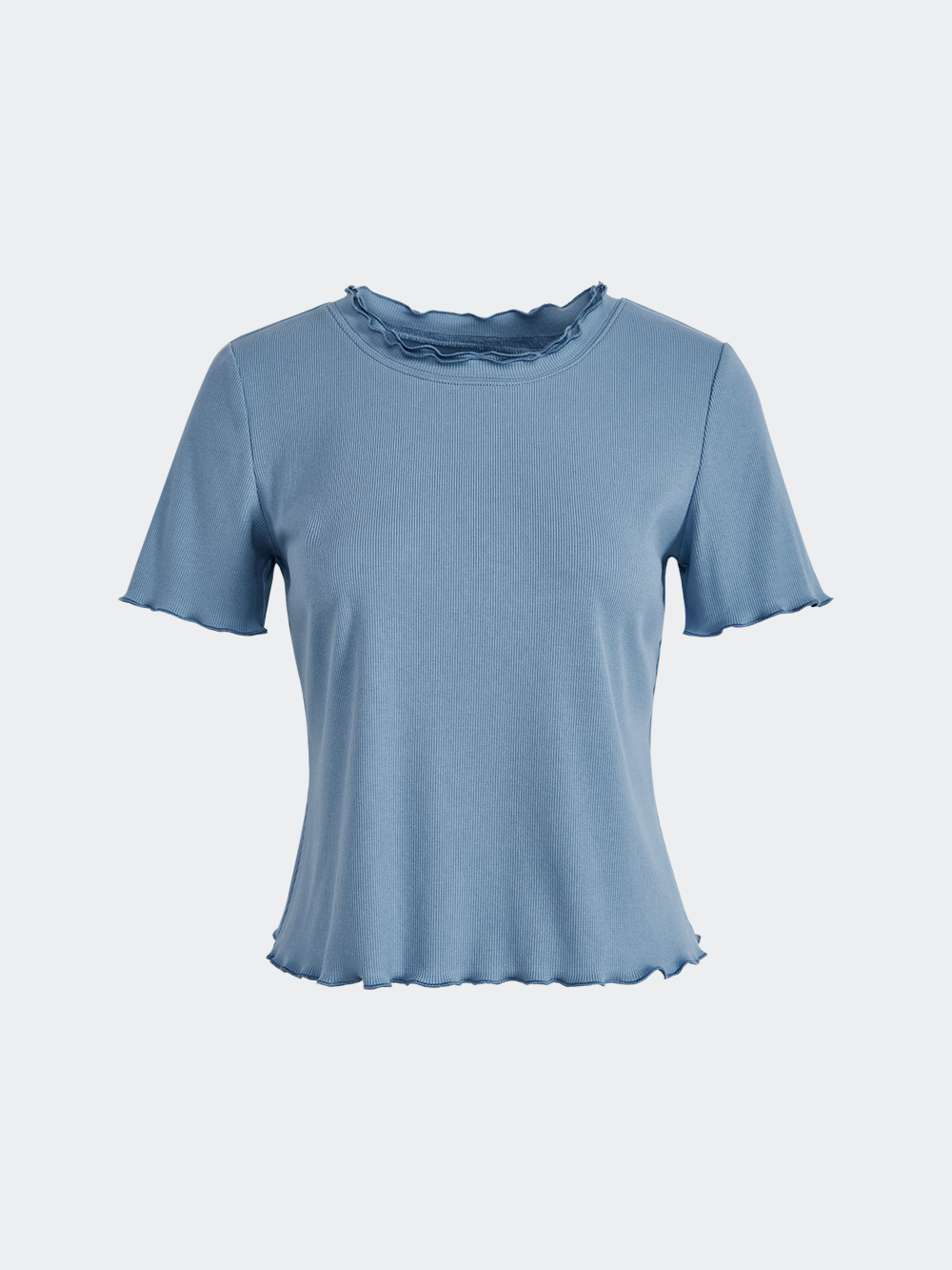 【COSYHARU】Henry Neck Muscle Fit Raglan Ribbed Knit Ruffle Knit Top – KUOSE.com
