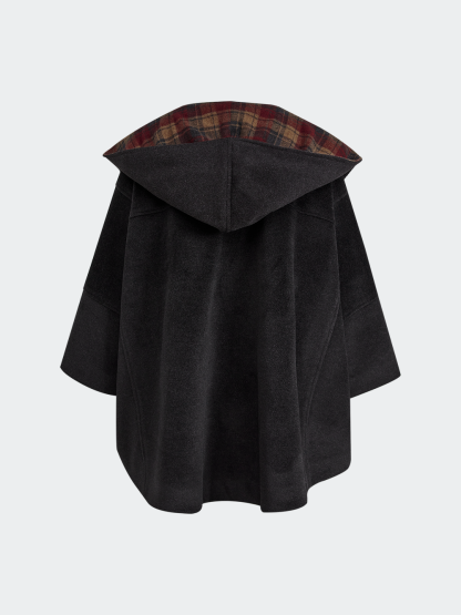 Cape Coat with Detachable Hooded Plaid Shawl – KUOSE.com