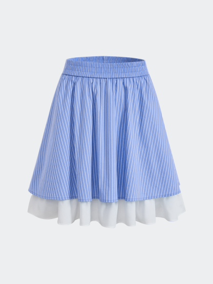 ◆Loulouseoul◆ Sha Layered Skirt 2 Colors Striped Layered Skirt – KUOSE.com