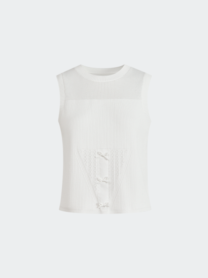 Y's 22SS Pe/C ASYMME KNIT TANK TOP 白2
