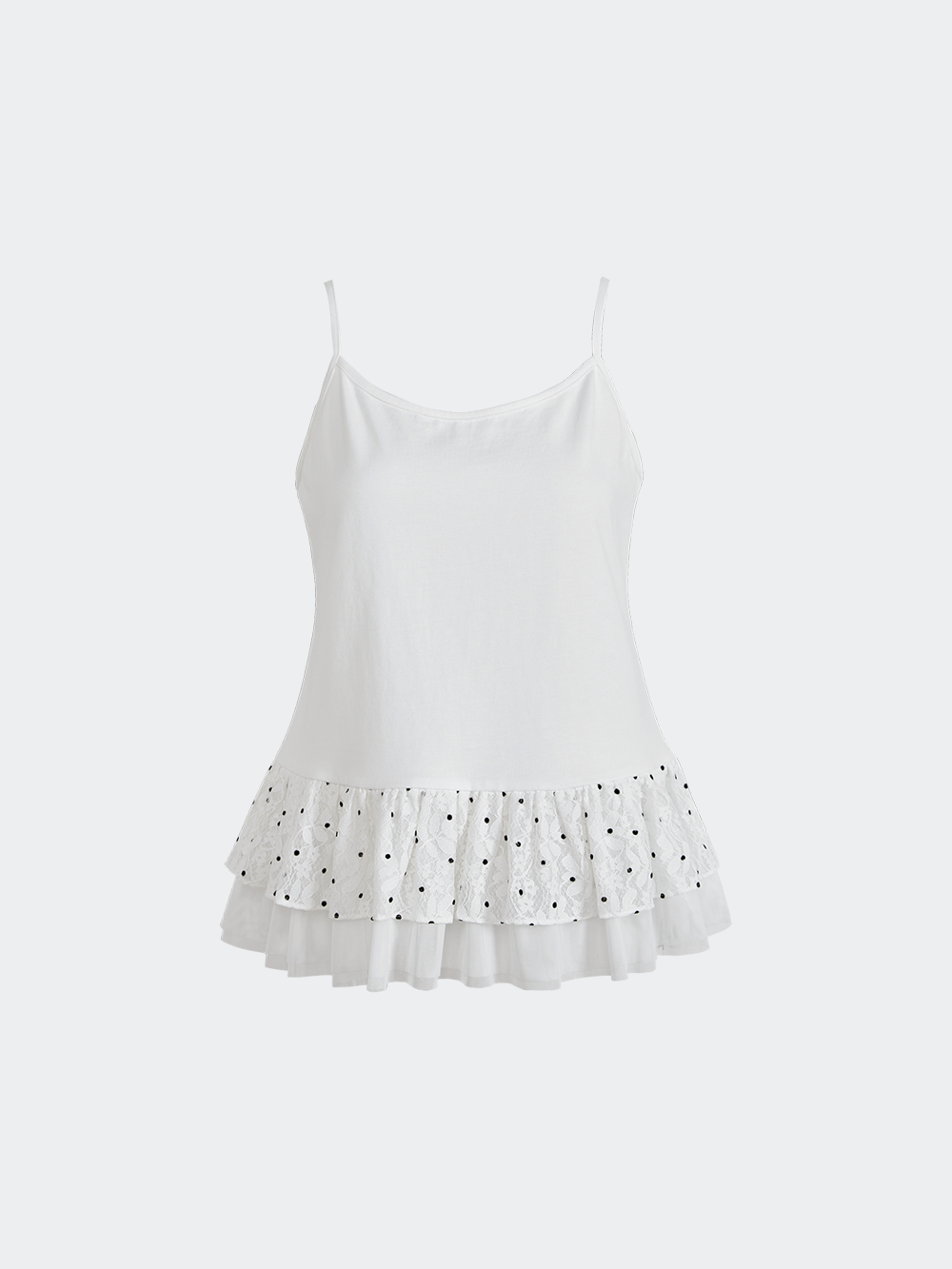 【今月削除予定】　VOLUME GATHERED CAMI TOPS Polka Dots Layered Cami – KUOSE.com
