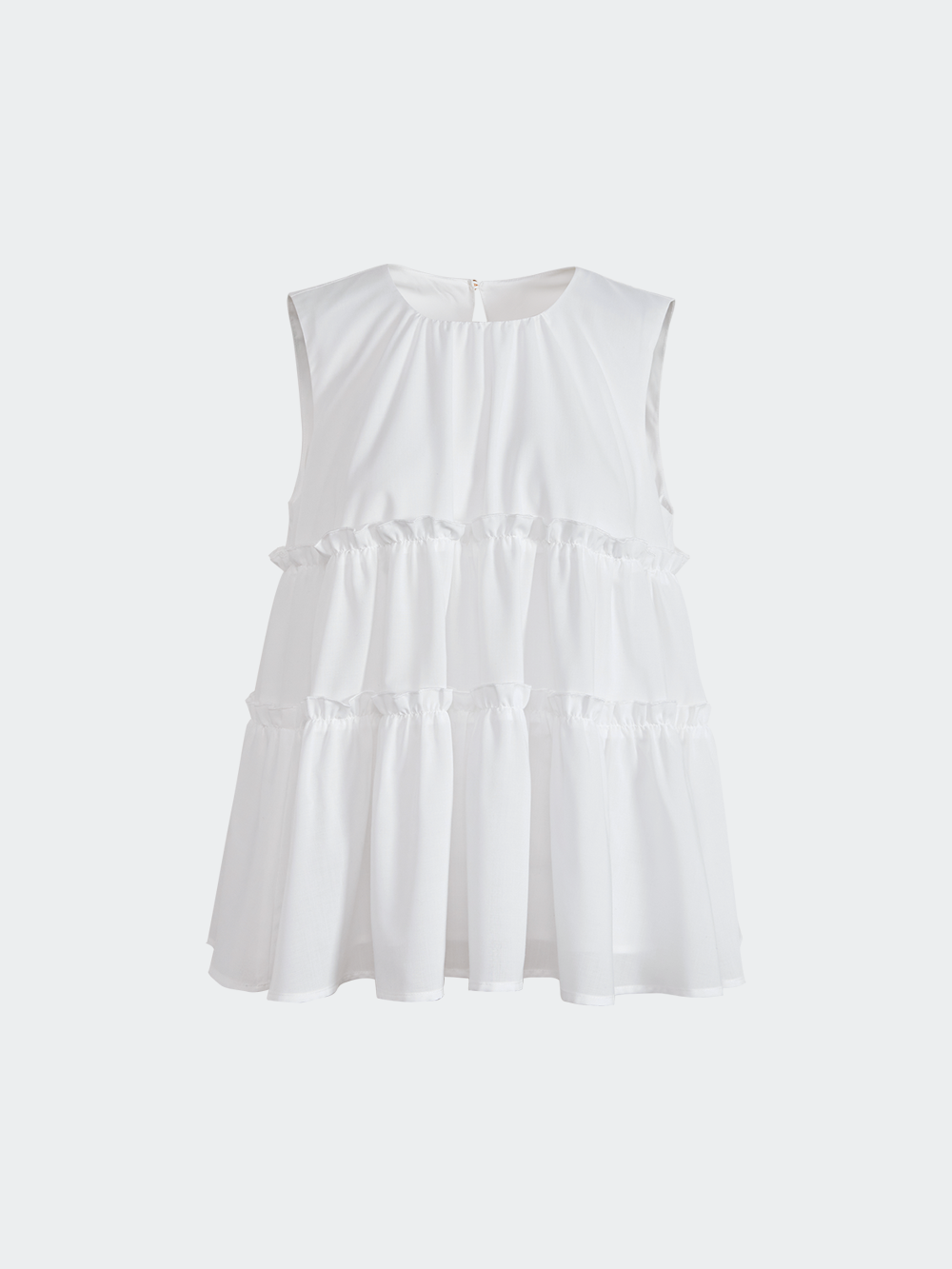 【BAON】25SS★ [BAONHAUS] Kimka Frill Layered Sleeveless OP Women's Casual Blcak Dress Batwing Sleeve Button Up Slit Hem