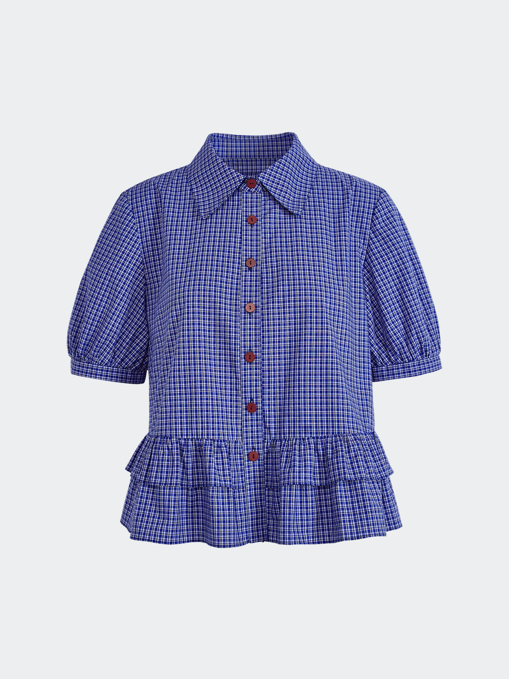 Blue Plaid Blouse – KUOSE.com Blue Plaid Blouse – KUOSE.com