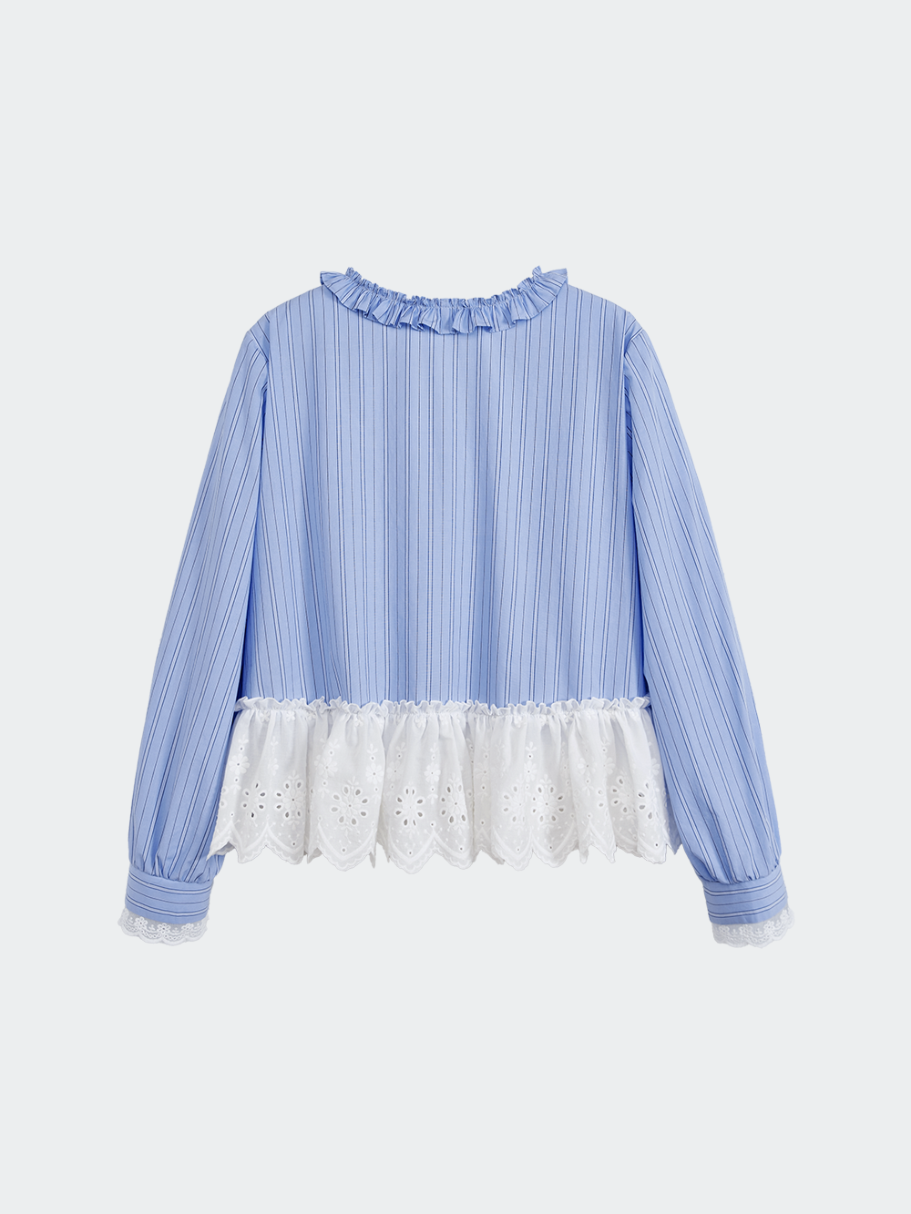 ブルーストライプフリルブラウス – KUOSE.com