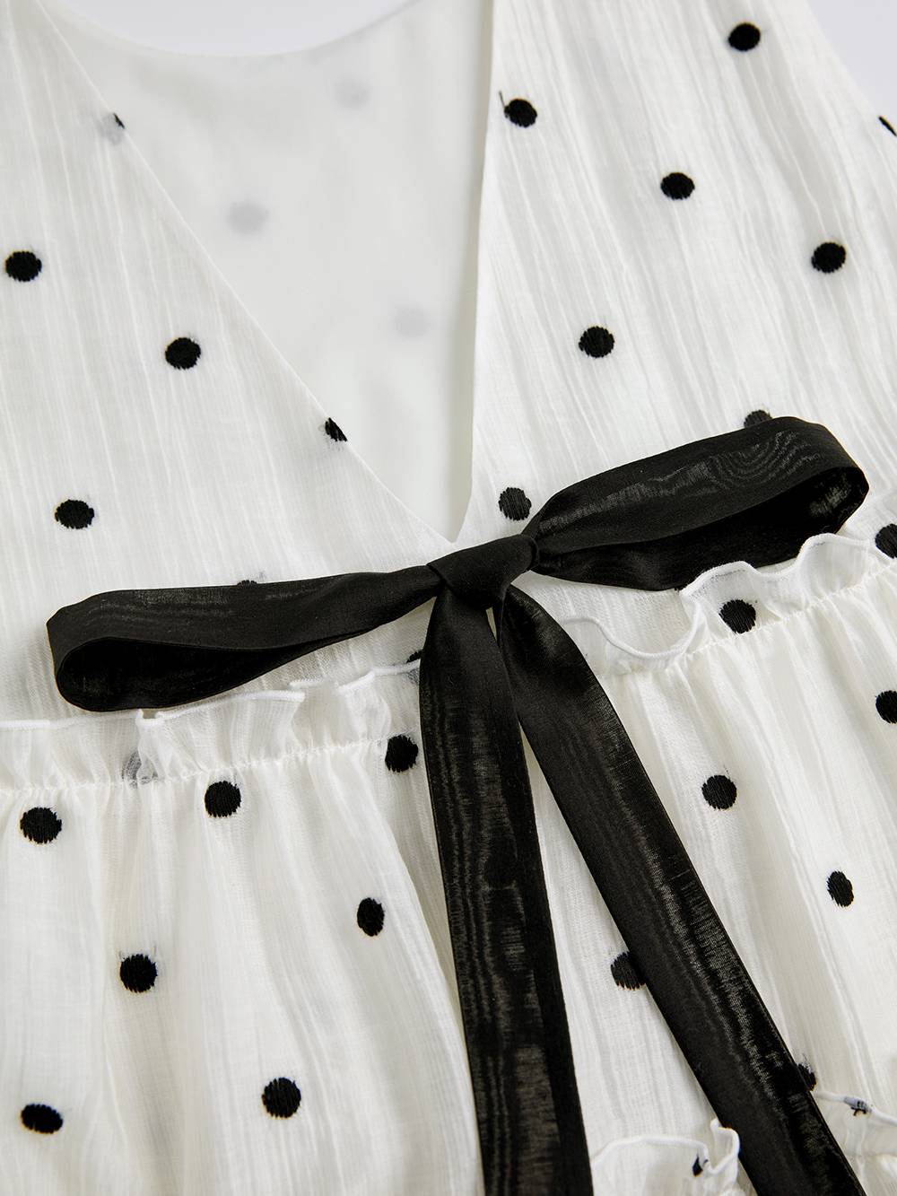Polka Dot Ribbon Tie Top – KUOSE.com