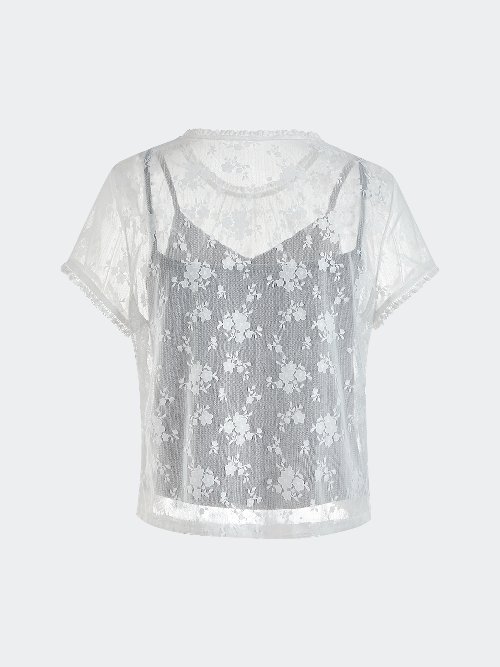 Sheer Floral Lace Top and Cami Set – KUOSE.com