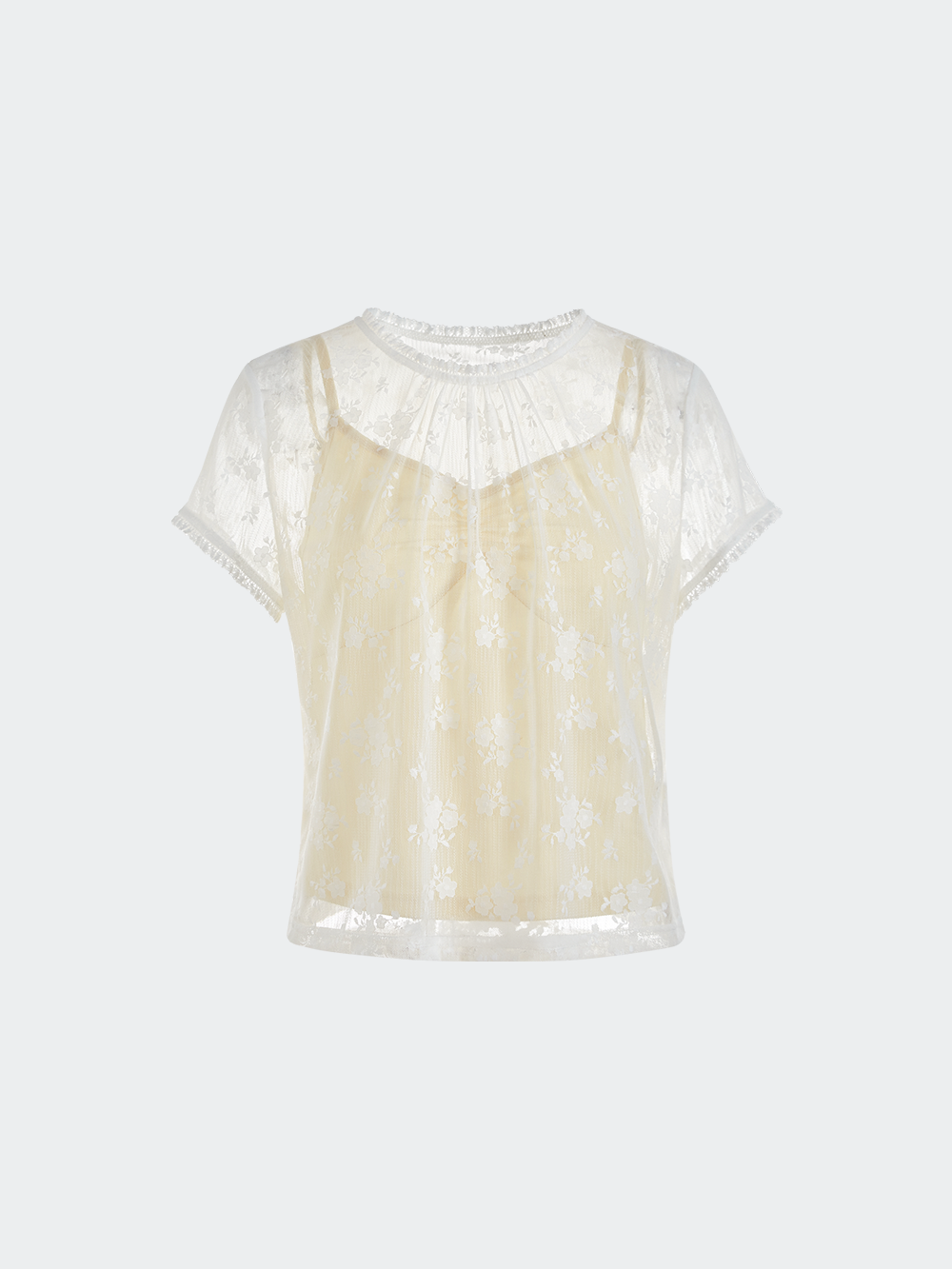 Sheer Floral Lace Top and Cami Set – KUOSE.com