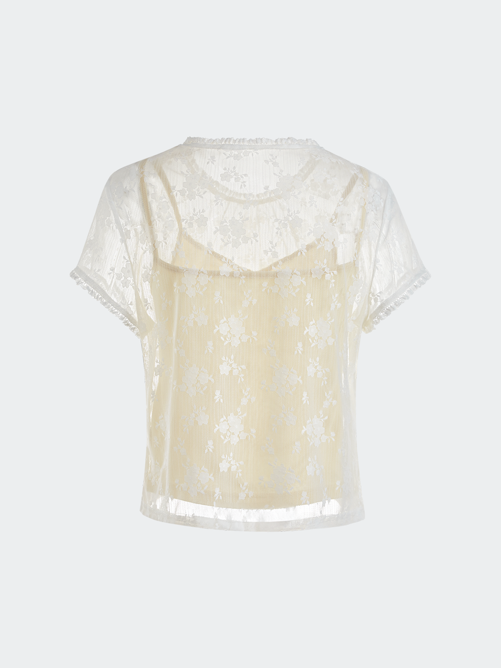 Sheer Floral Lace Top and Cami Set – KUOSE.com