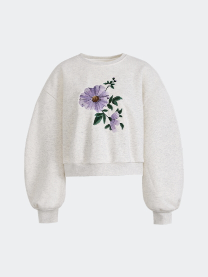 Floral Embroidered Sweatshirt – KUOSE.com Floral Embroidered Sweatshirt – KUOSE.com
