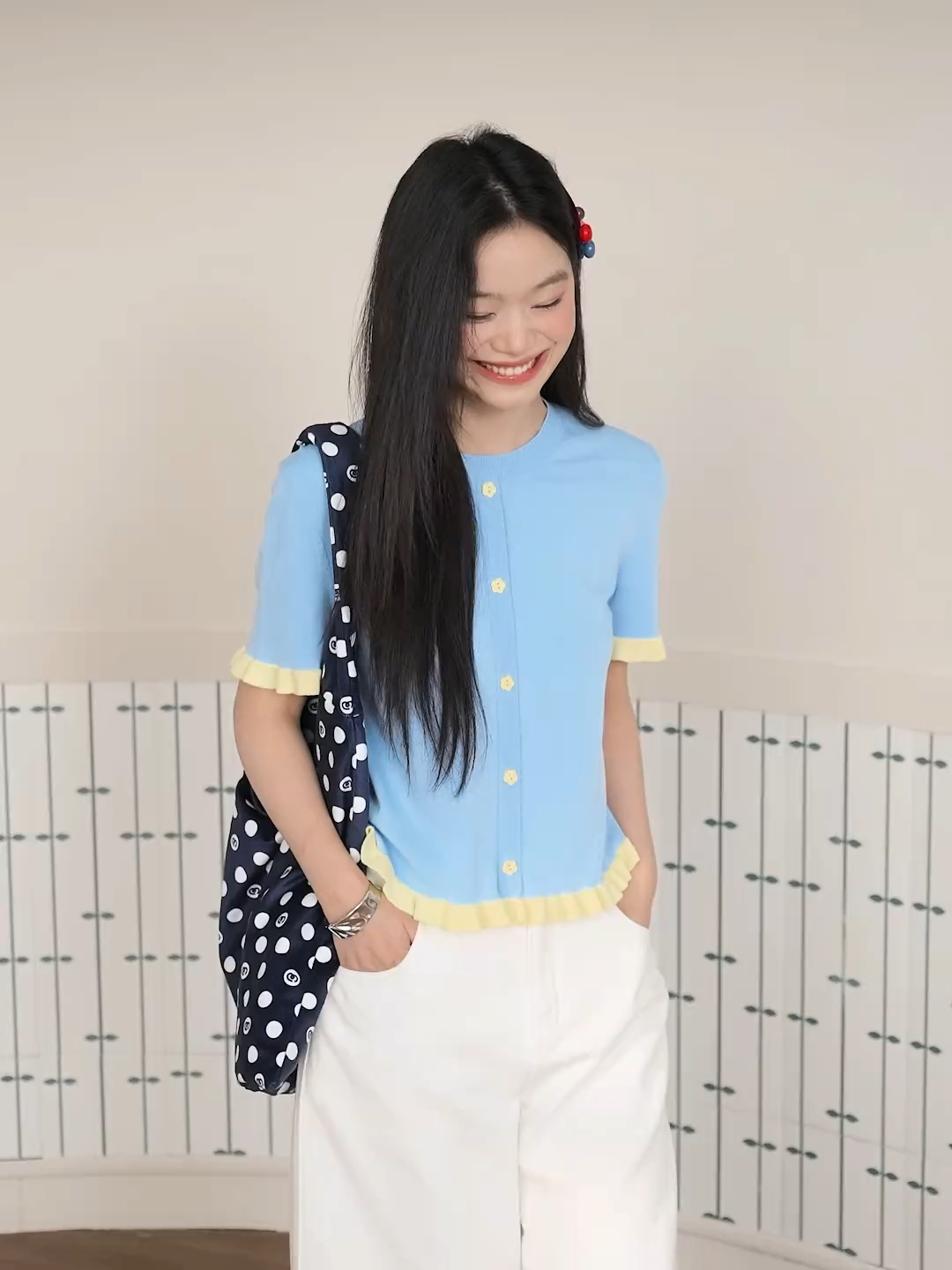 Contrast Short Sleeve Knit Top – KUOSE.com