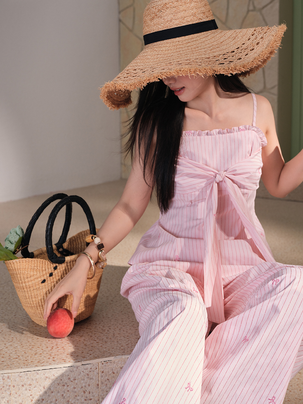 D&G BEACHWEAR ジュース柄 肩紐 リボン タンクトップ ピンク M ピンク リボンディテール キャミ & パンツ – KUOSE.com