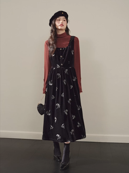 Velvet Floral Dress – KUOSE.com Velvet Floral Dress – KUOSE.com