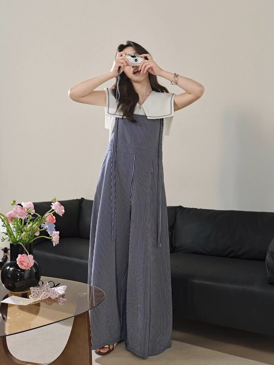かぐれ【23SS 美品】 プリントジャンプスーツ kagure インド綿 縞模様のジャンプスーツ – KUOSE.com