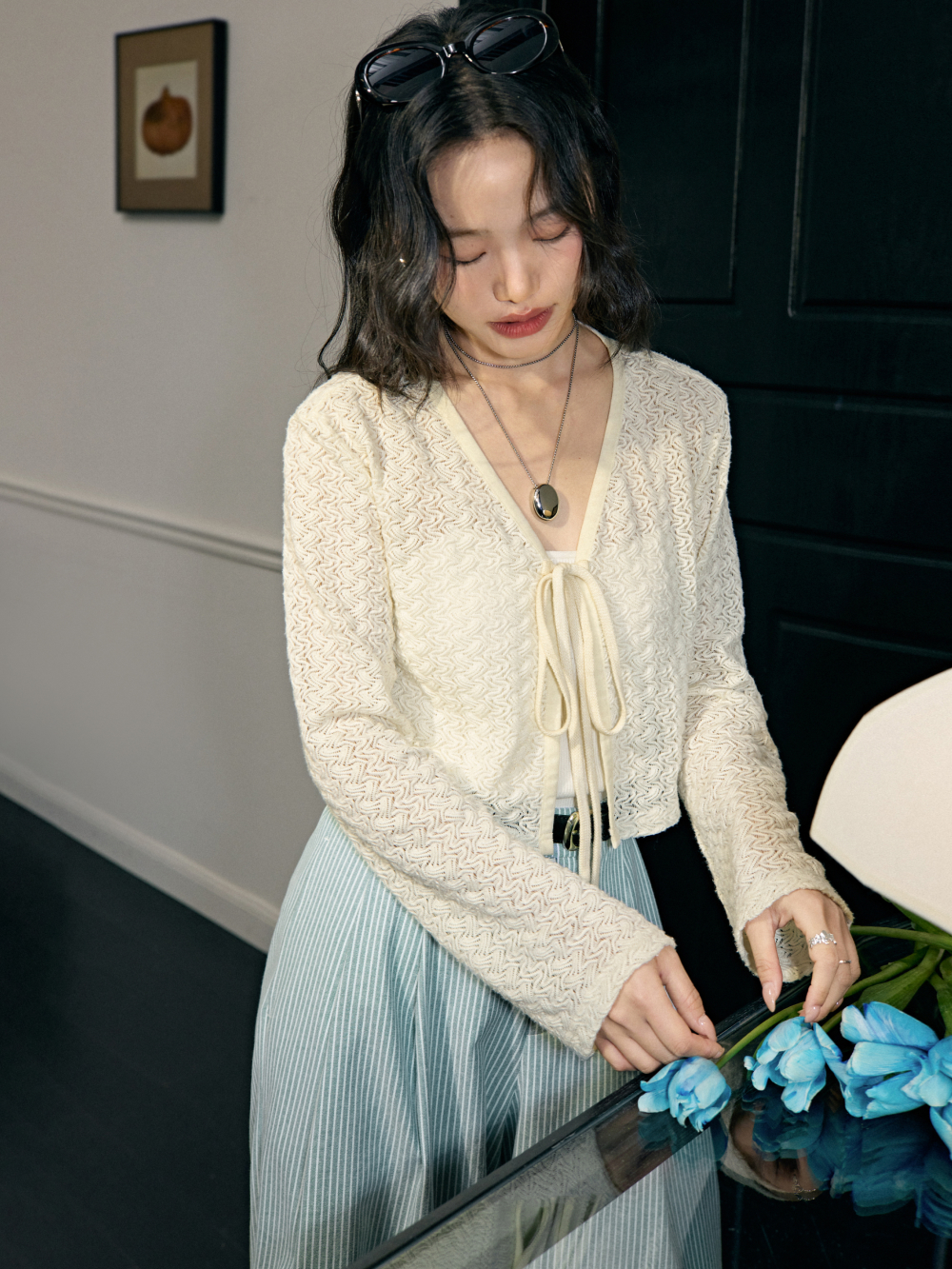 Womens Y2K Cardigan Sweaters Long Sleeve Open Front Button