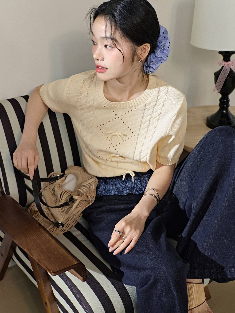 RANDEBOO（ランデブー）の「Sailor knit top（Tシャツ