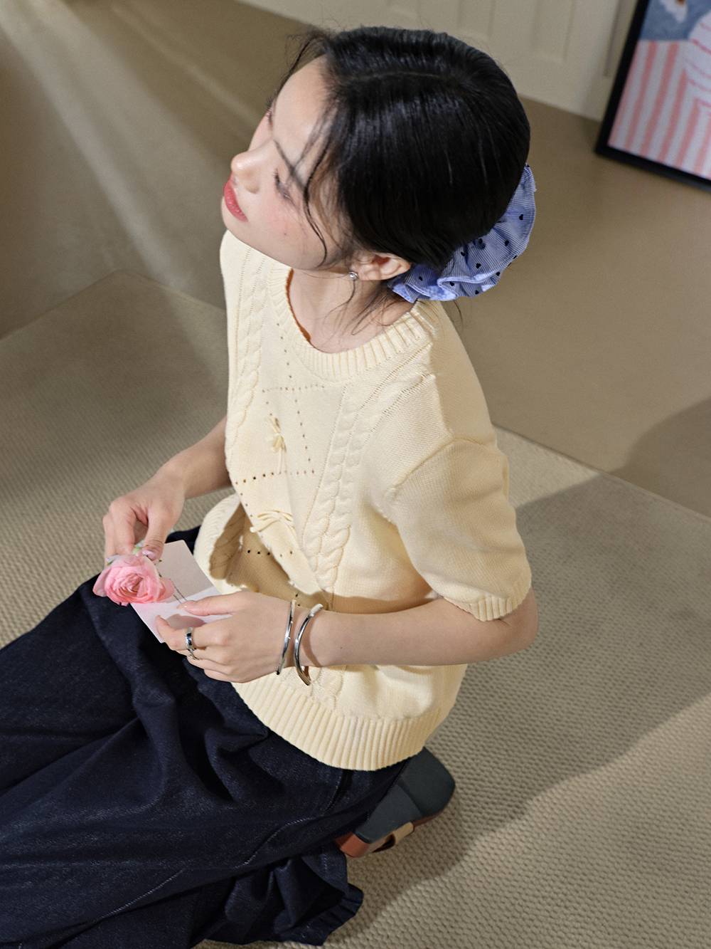 RANDEBOO（ランデブー）の「Sailor knit top（Tシャツ