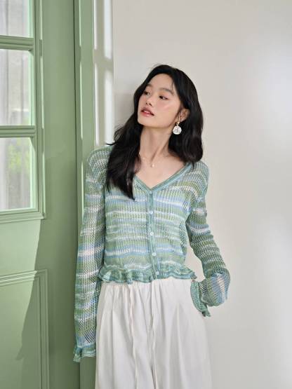 トップス 22SS Openwork Cardigan openwork mesh short sleeve cardigan – eim online（エイム