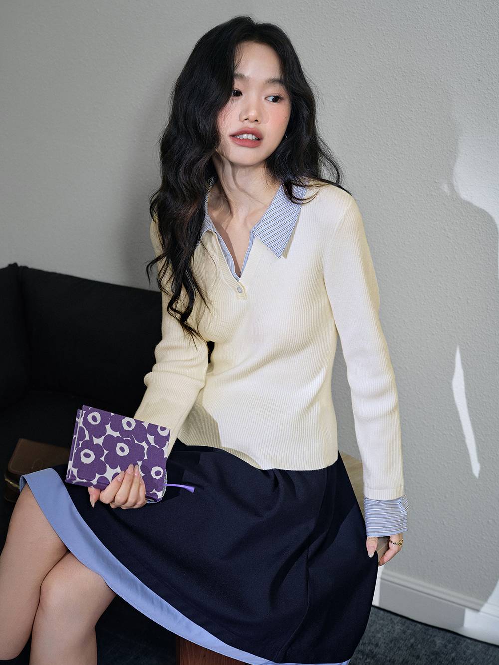 トップス Museum of Daily : MOD Layered Tops size2 Layered Look Long-Sleeve Top – KUOSE.com