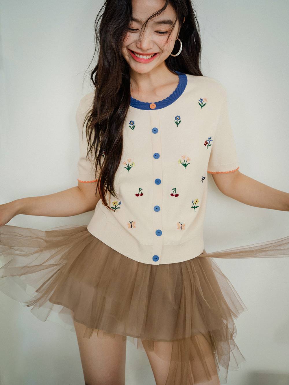 Short Sleeve Embroidered Knit Top – KUOSE.com