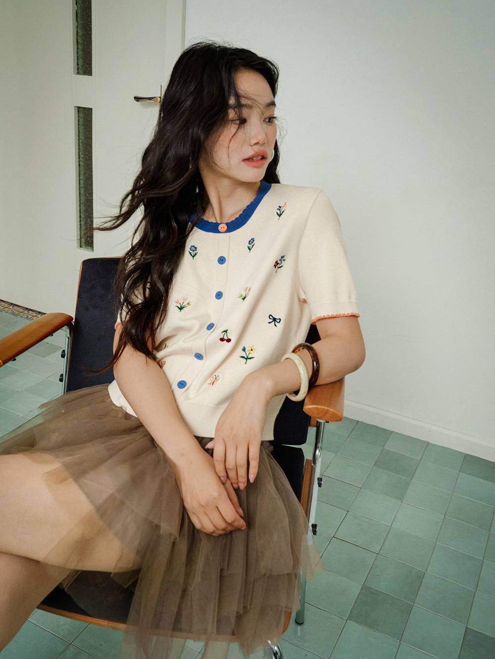 Short Sleeve Embroidered Knit Top – KUOSE.com