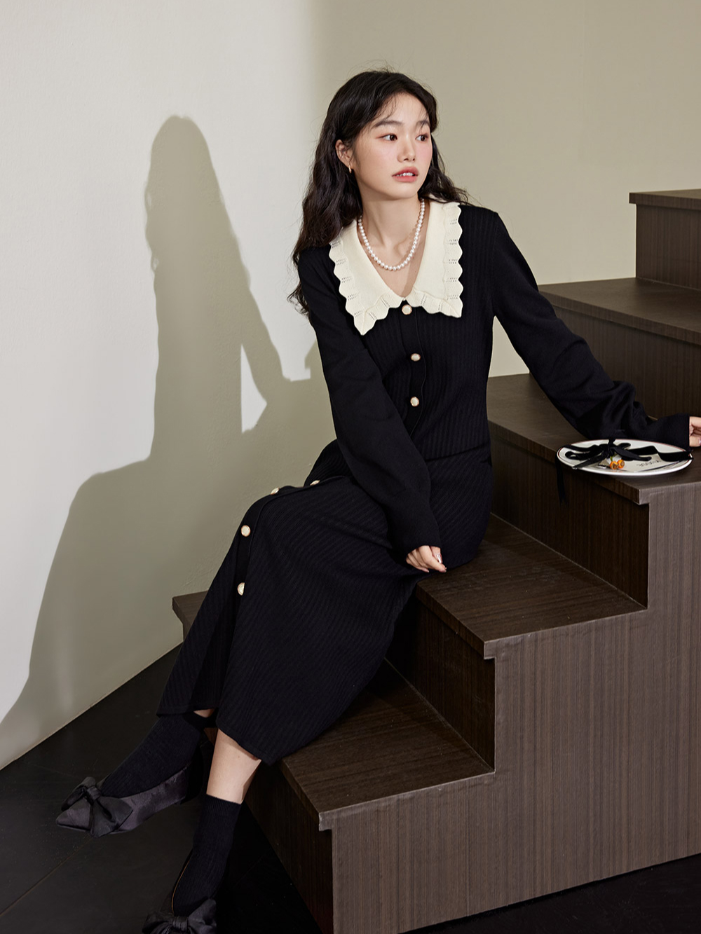 直営品【KUOSE】韓国ブランド プレミアムブラックニットドレス プレミアムニットドレス – KUOSE.com