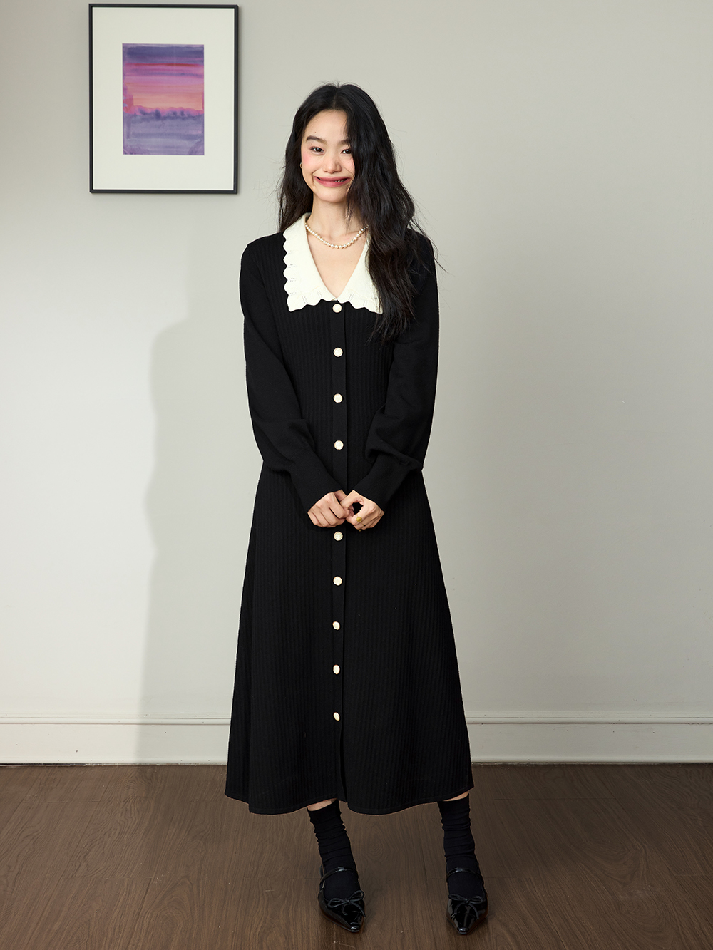 韓国ブランドKuose プレミアムニットドレス DARK BLUE - S Premium Knit Dress – KUOSE.com