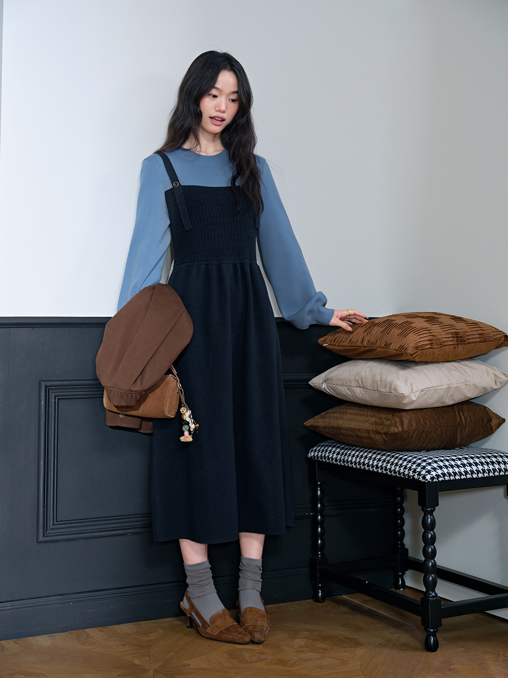kuose 嘘のツーピースドレス ワンピース Fake Two-piece Dress – KUOSE.com