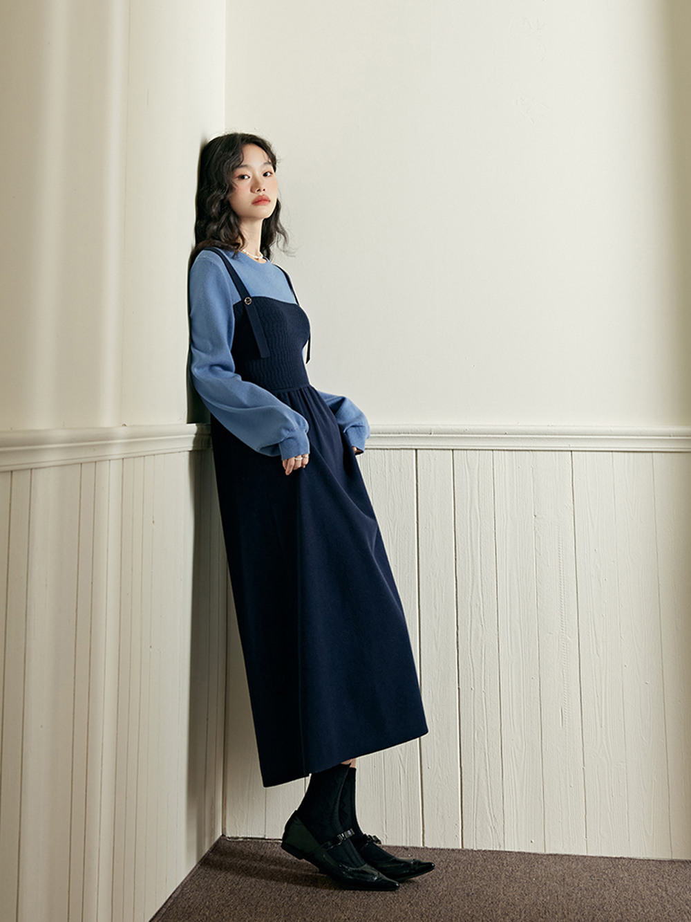 【kuose】偽のツーピースブラウス kuose】偽のツーピースブラウス