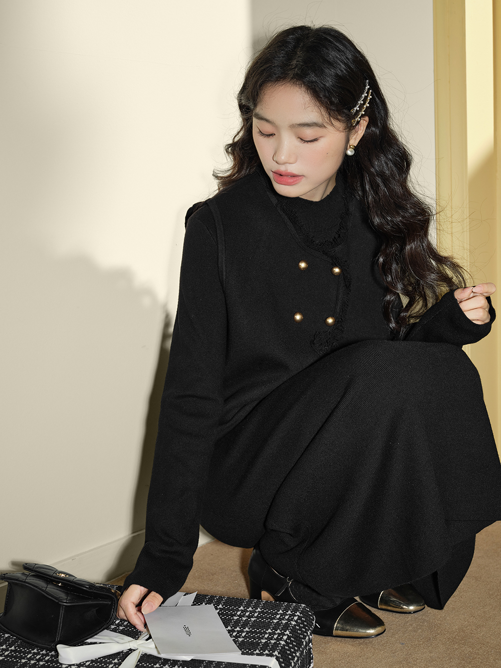 Knit Vest and Dress Set – KUOSE.com Knit Vest and Dress Set – KUOSE.com