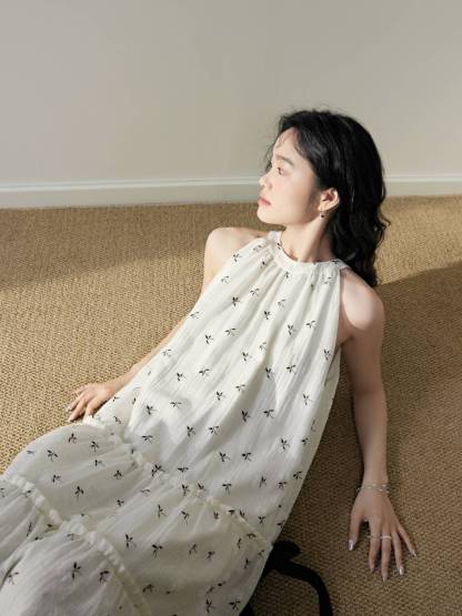 Koko【KUOSE】ホルターネックドレス　ティアード　ワンピース　リボン Koko様専用【KUOSE】ホルターネックドレス ティアード