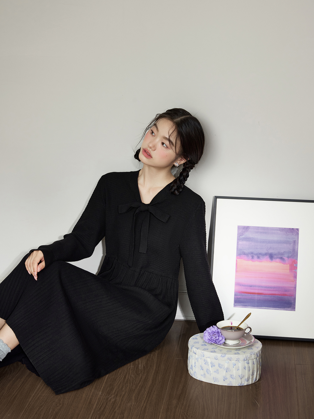 ワンピース andmary Joan ribbon knit dress ANDMARY】Joan ribbon knit dress