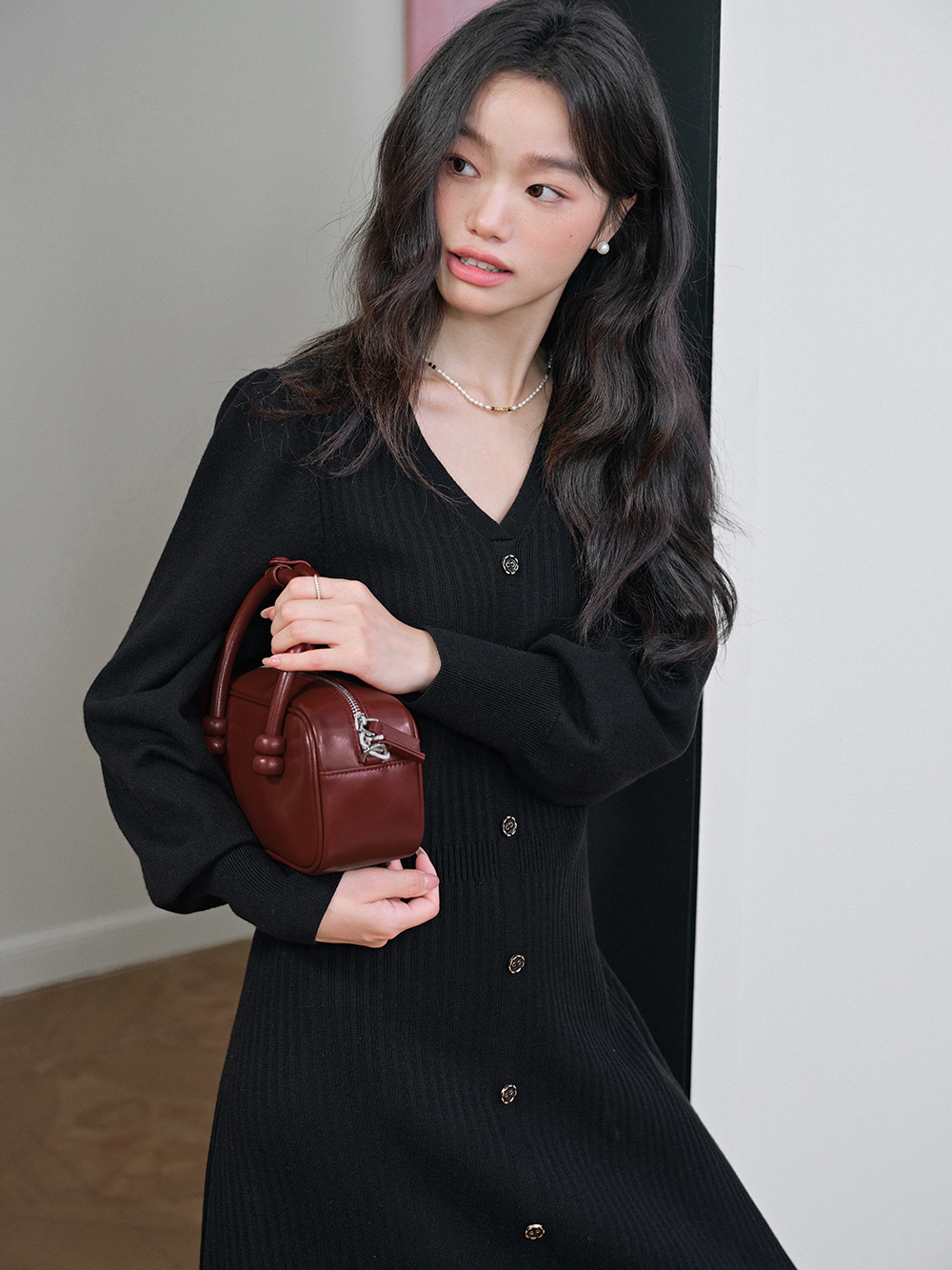 【希少】maison celon ensemble knit dress 96757MK_Merlot_Front_grande.