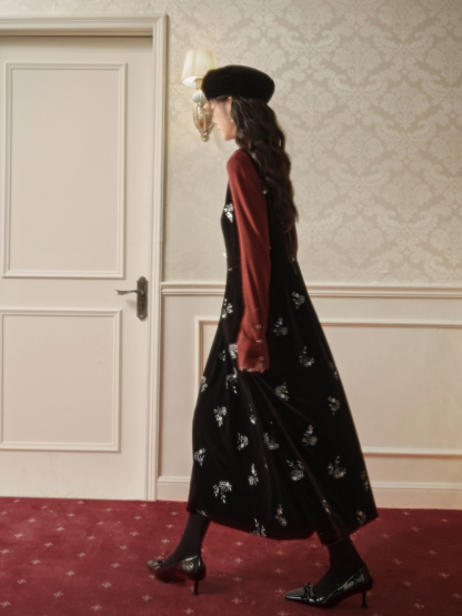 Velvet Floral Dress – KUOSE.com