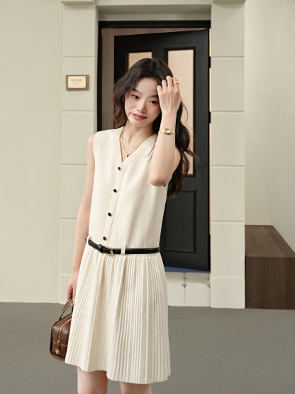 V-neck Knit Dress – KUOSE.com
