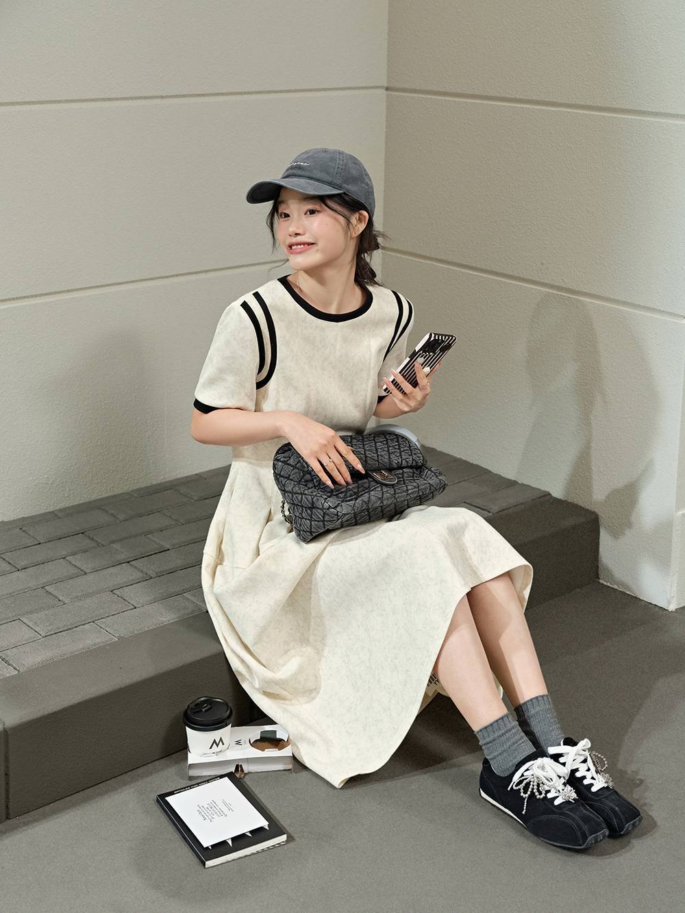Nei knit set flare dress