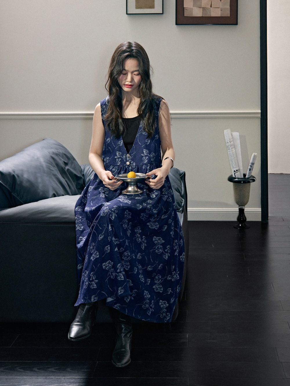 Ameri（アメリ）の「KEILY FLOWER DENIM DRESS（ワンピース
