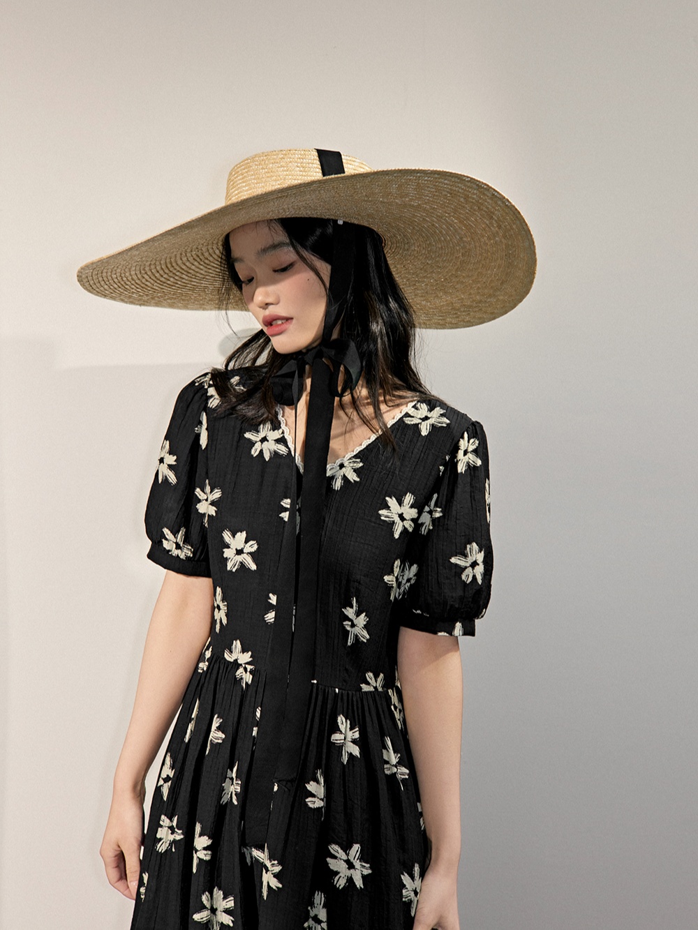 Vネックフローラルドレス – KUOSE.com