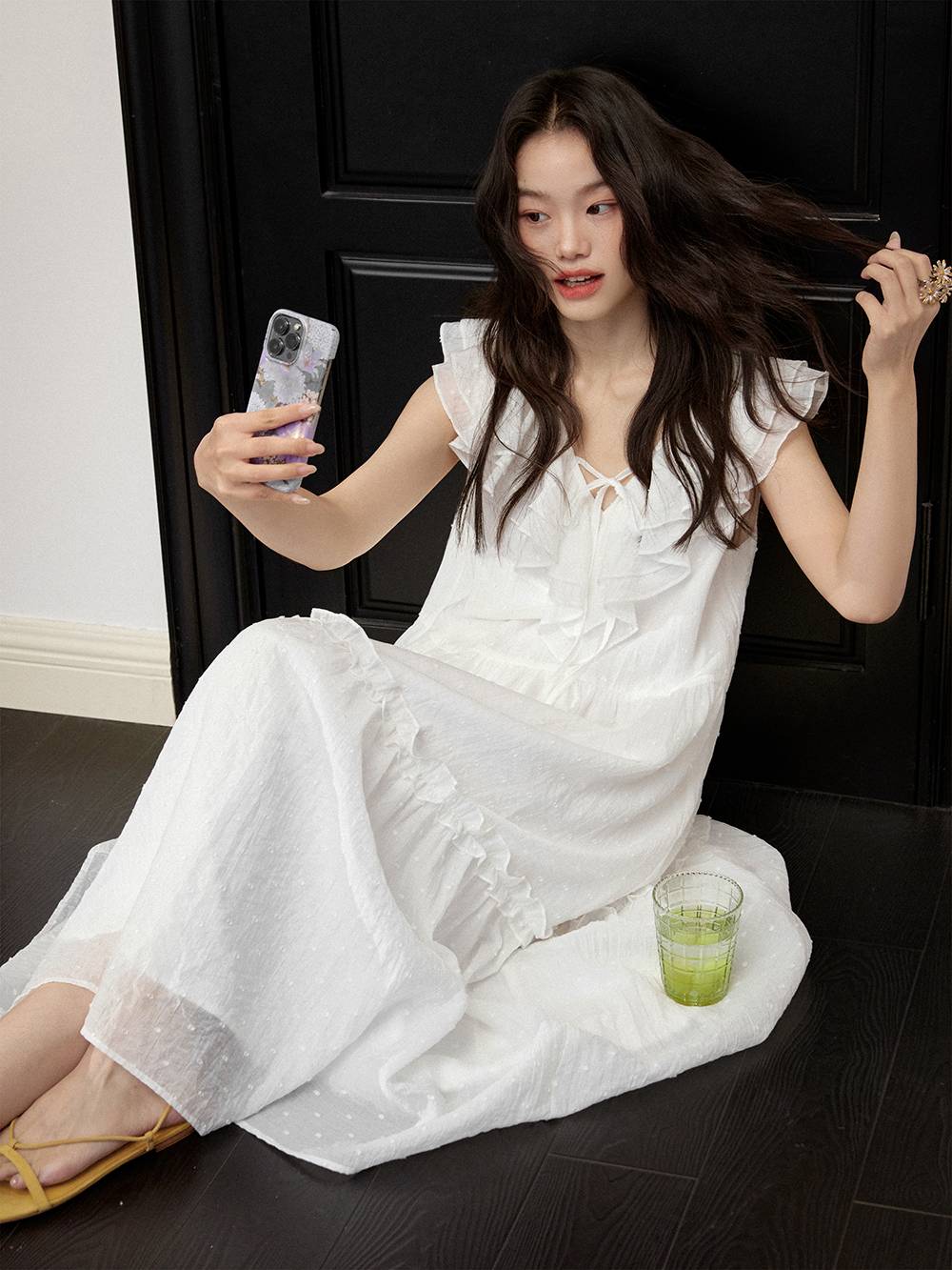 Ruffle V-neck Dress – KUOSE.com
