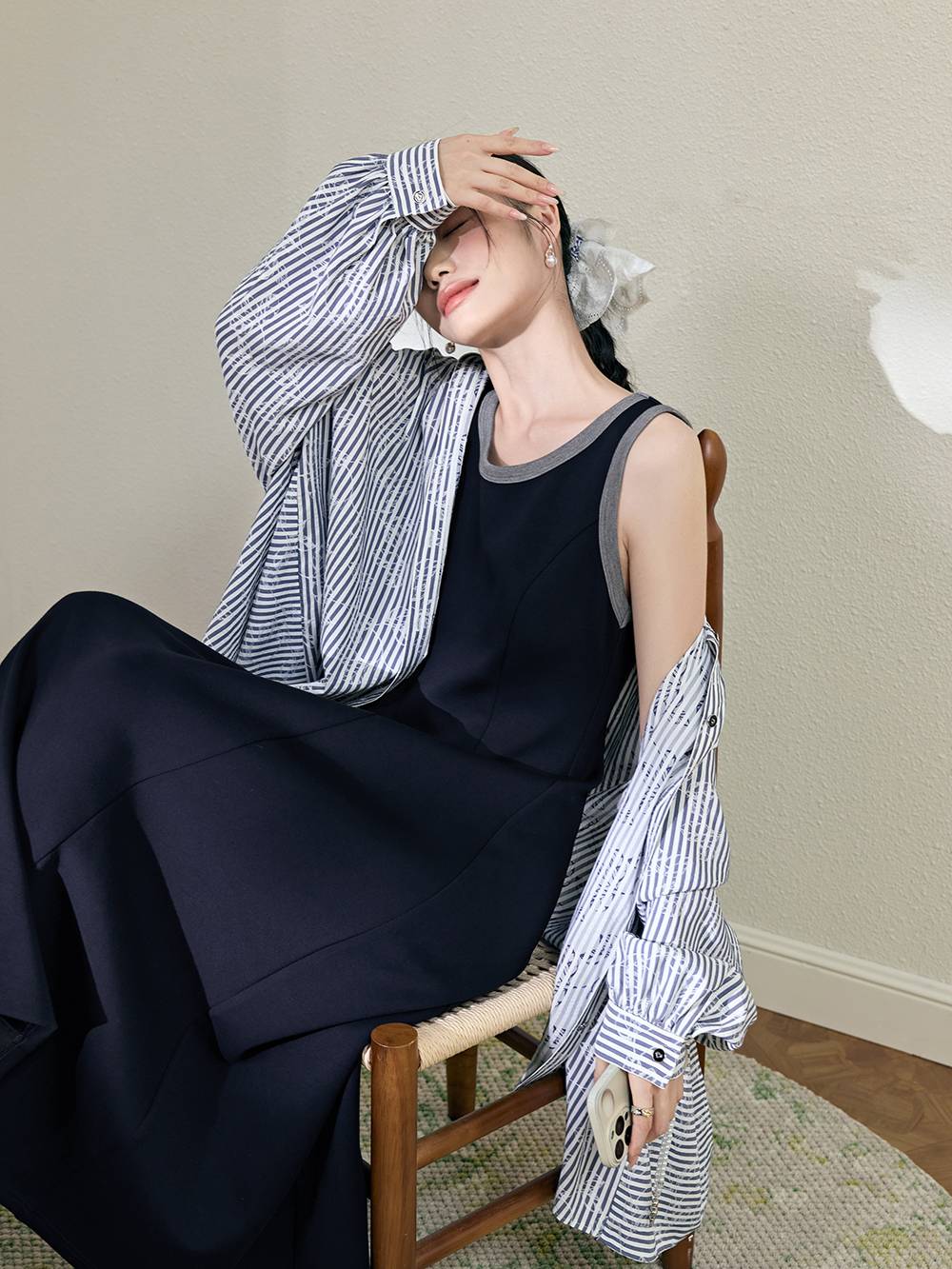【韓国typeservice タイプサービス】Knitted Sleeveless Dress Fisoew Women's Summer Sleeveless Maxi Dress Scoop Neck