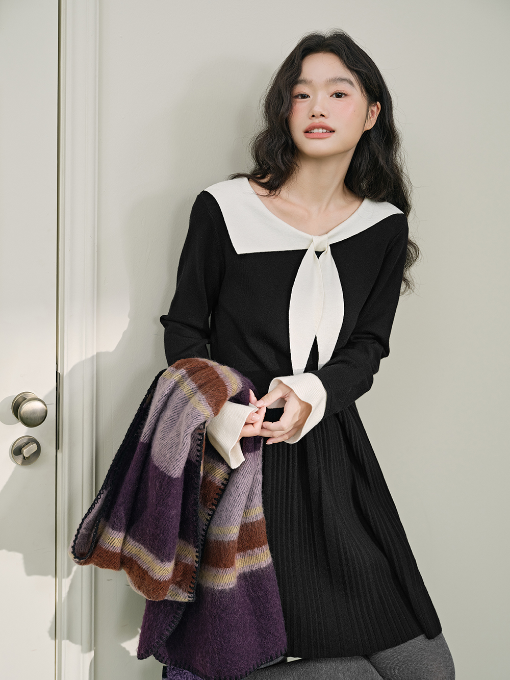 Bow Collar Knit Dress – KUOSE.com