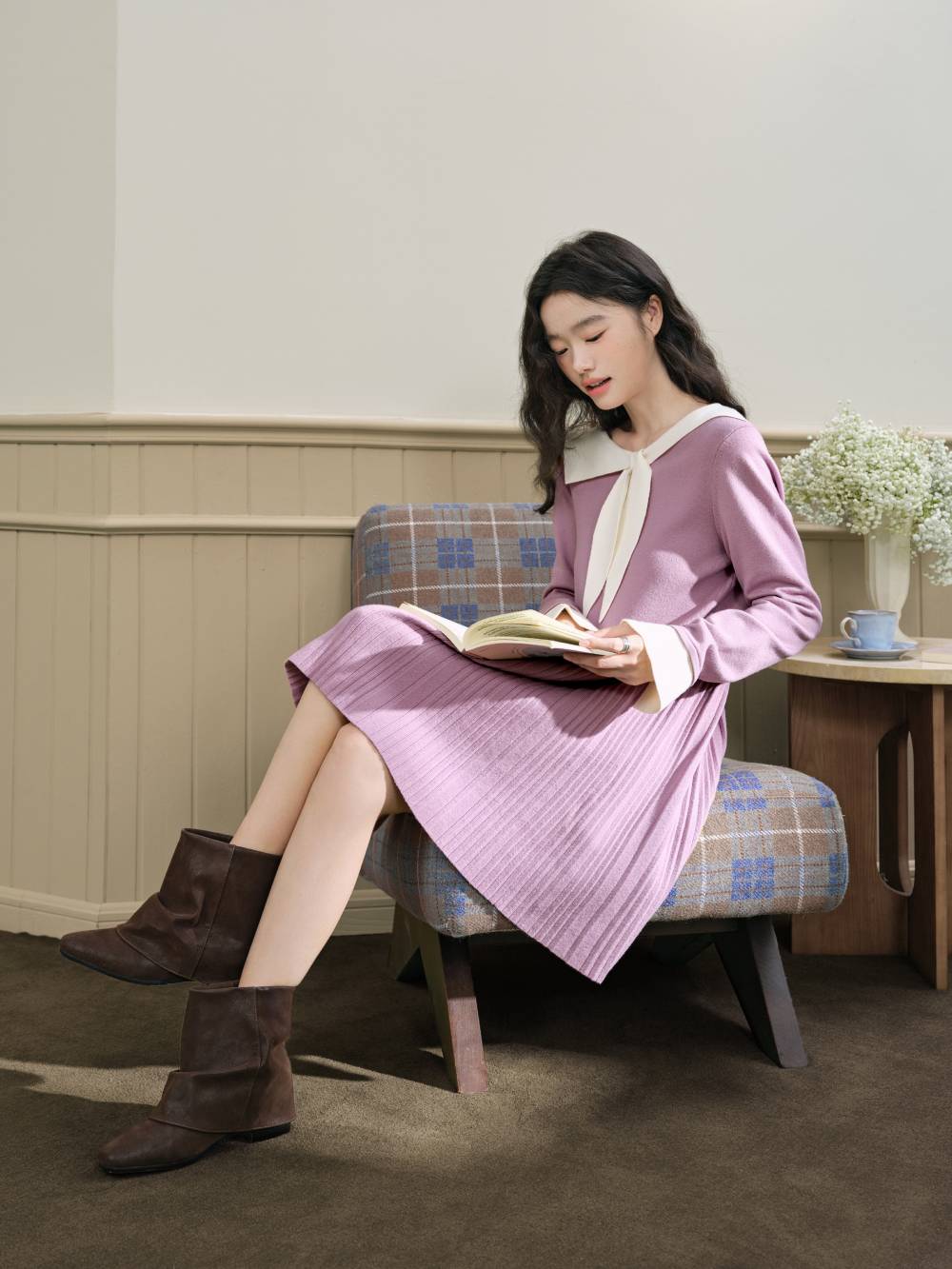 pleat knit dress HARRO PLEATED KNIT DRESS main image 1