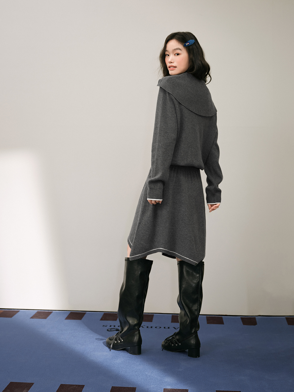 Sailor Collar Knit Dress  KUOSE.com