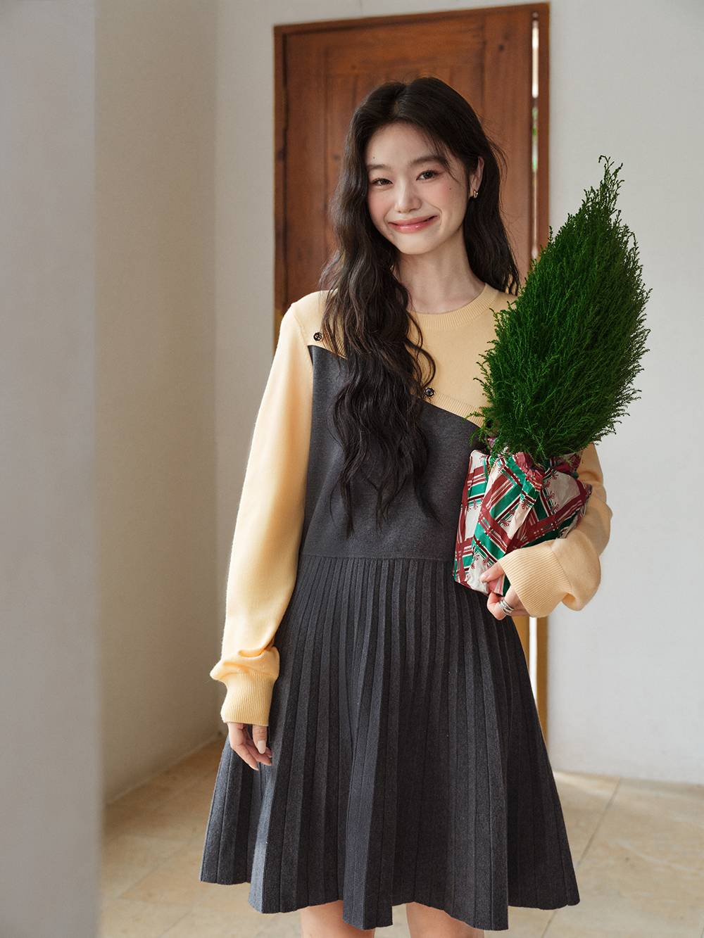 cable knit wrap dress Sweater Midi Wrap Dress Black / XS main image 0