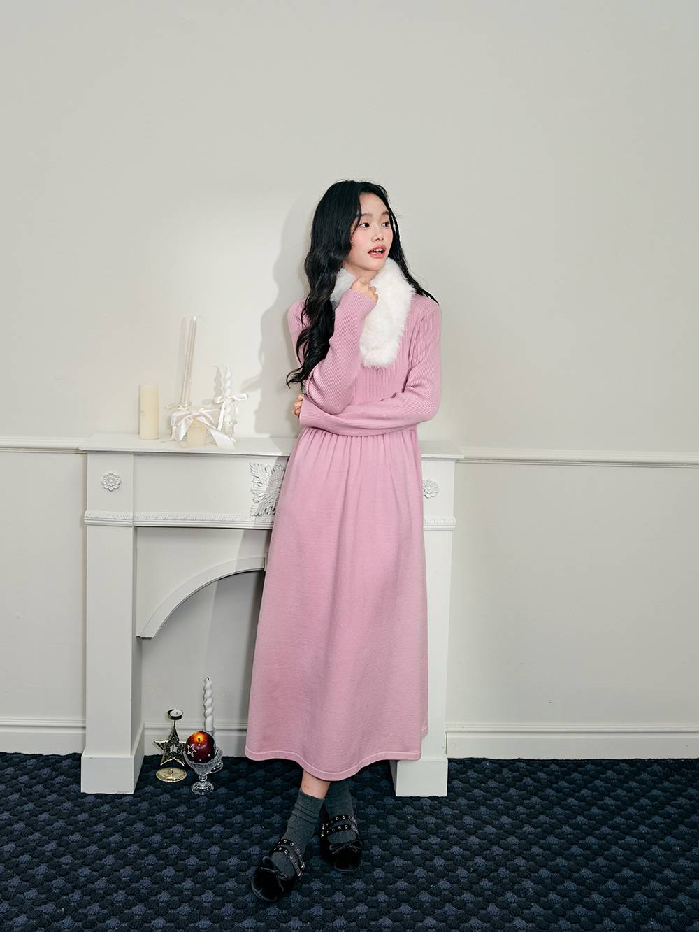 Ribbon Tie Neck Knit Dress – KUOSE.com
